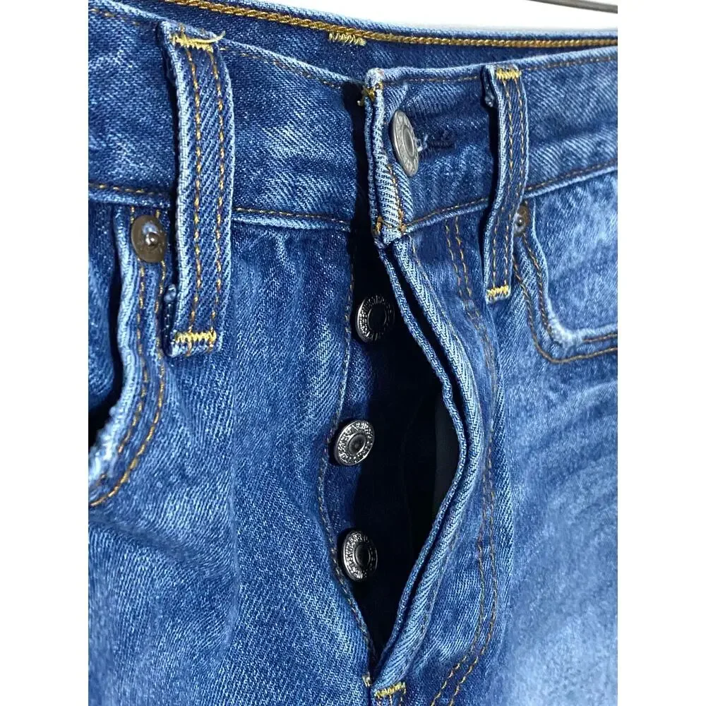 Levis White Oak Cone Denim Button Fly Jeans Shorts Women 27 Cuffed Summer Casual - Picture 2 of 13